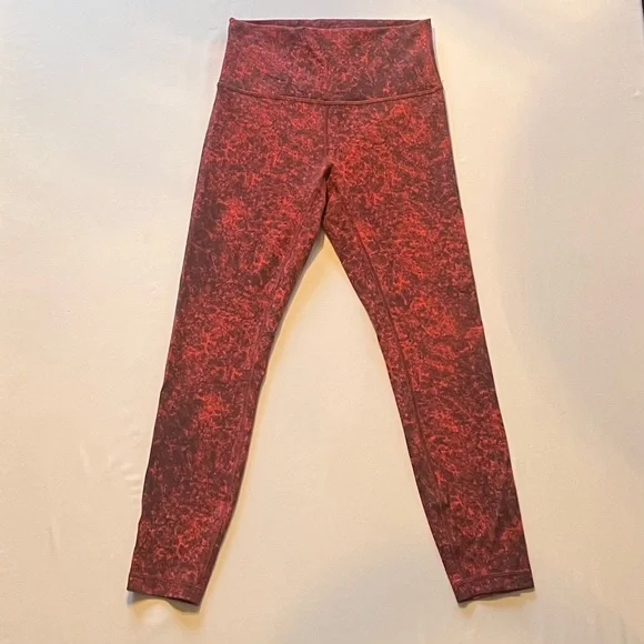 Lululemon Legging Womens 6 Wunder Train Denim Wash Autumn Red Black - Picture 5 of 10